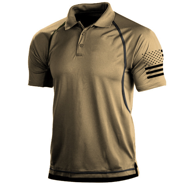 Summer Men's Polo Shirt T-shirt Outdoor Tactical Loose Lag Short-sleeved Sweatshirt Trendy Men