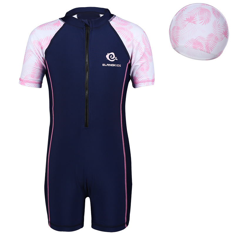 2024 New year children's swimsuit girls' one-piece professional sports swimming pool teenagers girls' swimming cap