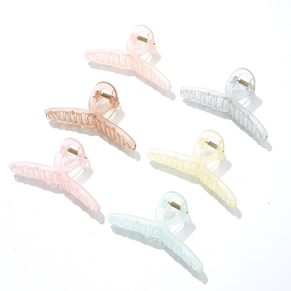 Unisex Frosted shark clip transparent hair grip female back head hairpin large square hair clip hair clip pan head hair clip headdress_voghion.com