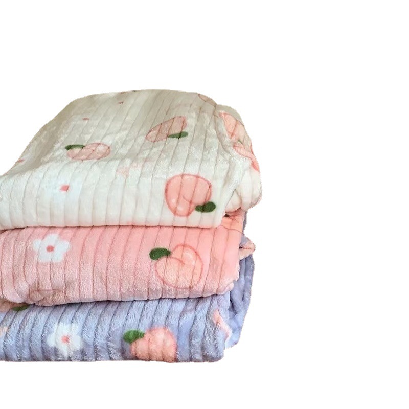 Women's autumn and winter fairy peach warm suit loose thickened coral fleece home clothes casual warm pajamas