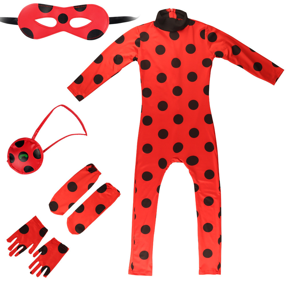 Ladybug Girl clothes Halloween stage performance children's performance costume miracle girl black cat Noer jumpsuit