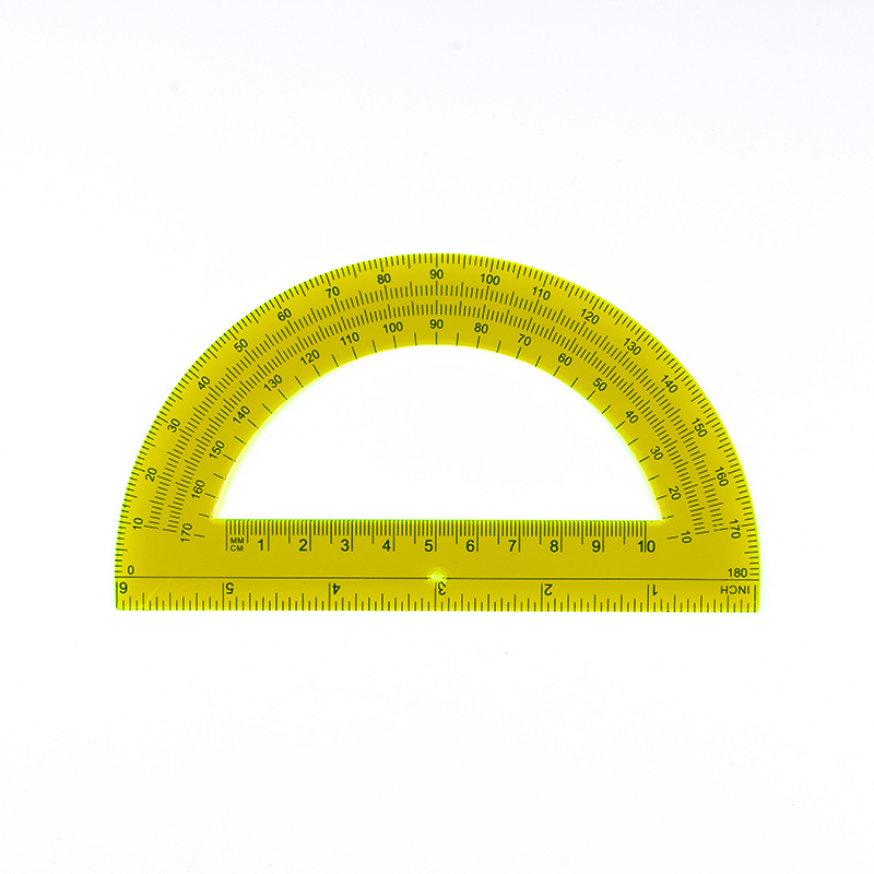 Factory Direct supply large semicircle 180 degrees color transparent protractor 15. 5cm angle ruler drawing stationery suit