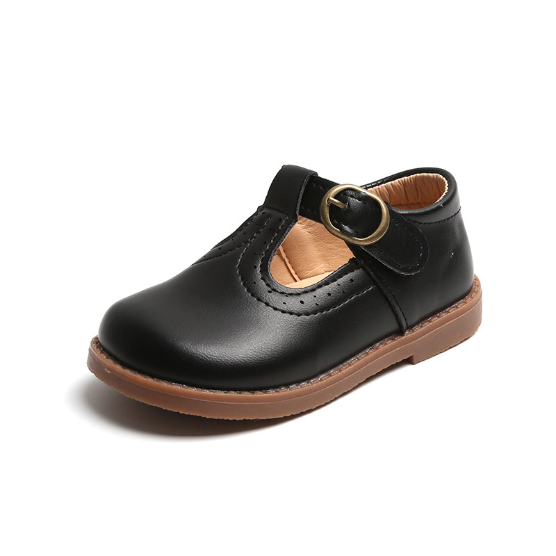 Black Men's and Women's Leather Shoes 2023 Spring New British Style Small Leather Shoes Children's Princess Shoes College Style Small Single Shoes