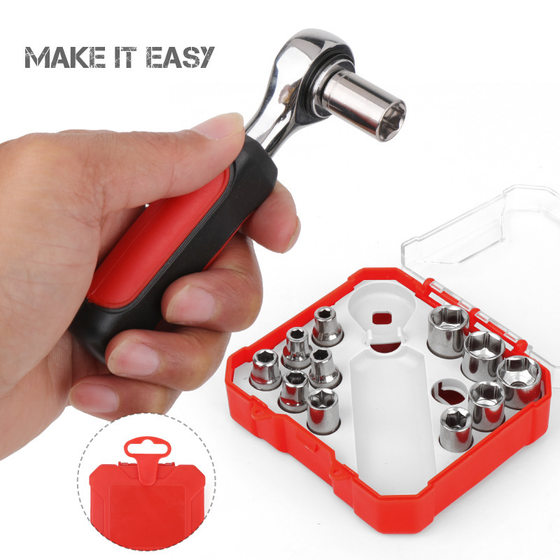 Shimon 13 pieces of small flying socket wrench combination suit 4-13mm 1/4 ratchet wrench tool suit