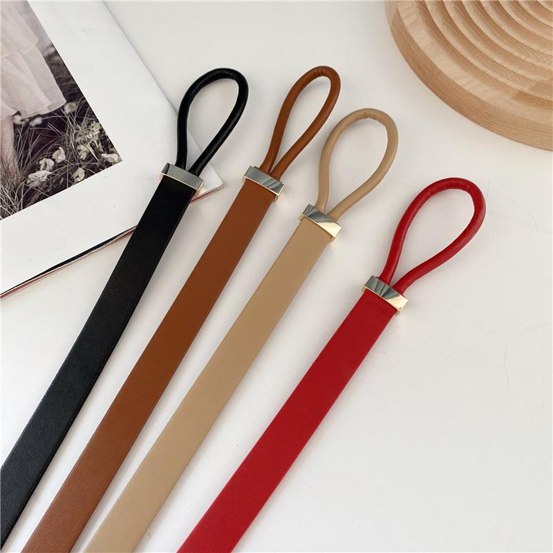 Thin belt Women's knotted decoration all-match Western Assembly dress tight waist fashion ins trendy summer Small Belt