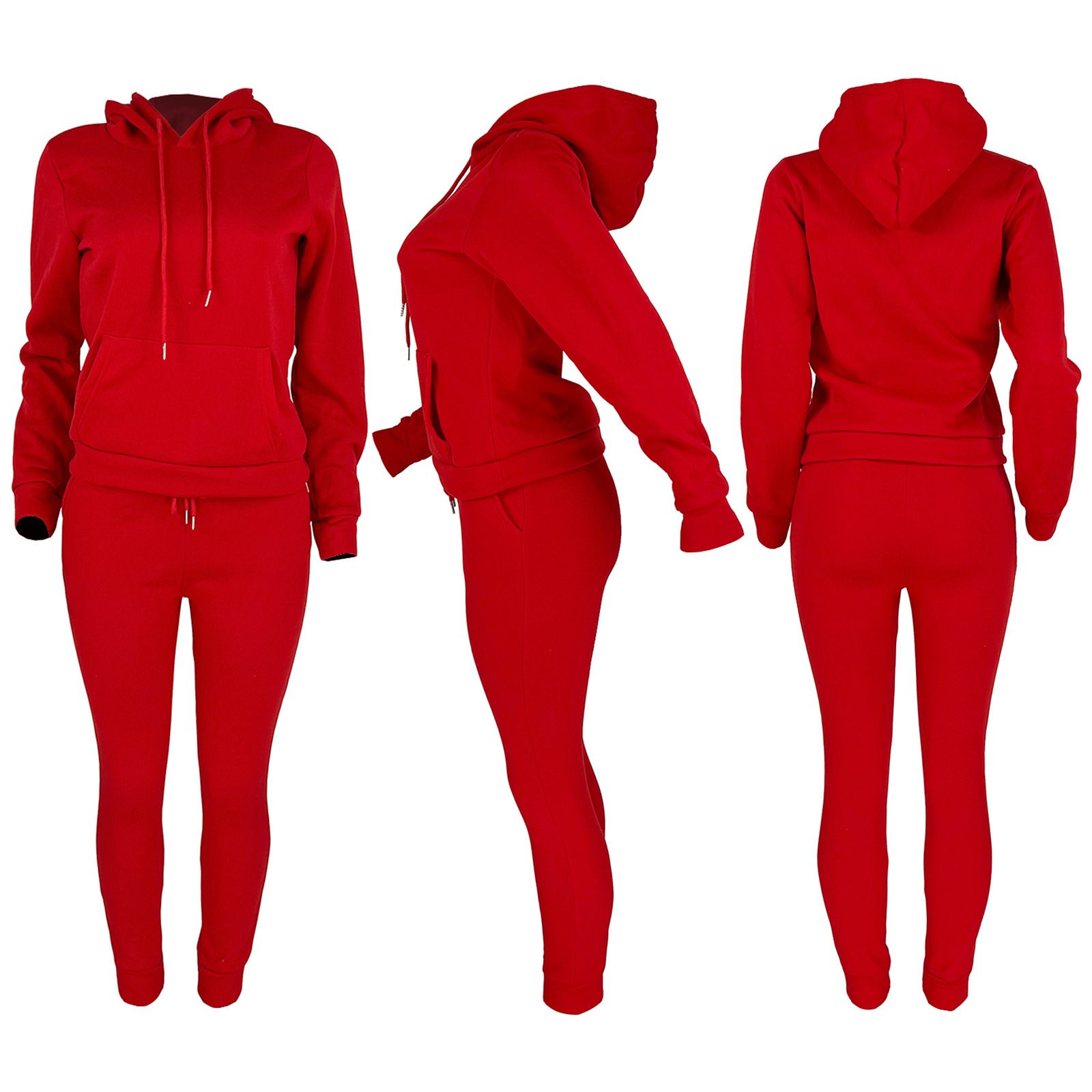 HR8197 European and American women's clothing  independent station supply autumn and winter plus velvet drawstring hooded two-piece set_voghion.com