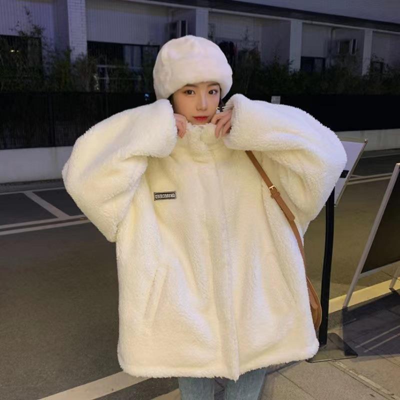 Lambswool coat for women autumn and winter 2023 new women's clothing fried street fleece-lined thickened casual all-match Korean style sweater for women