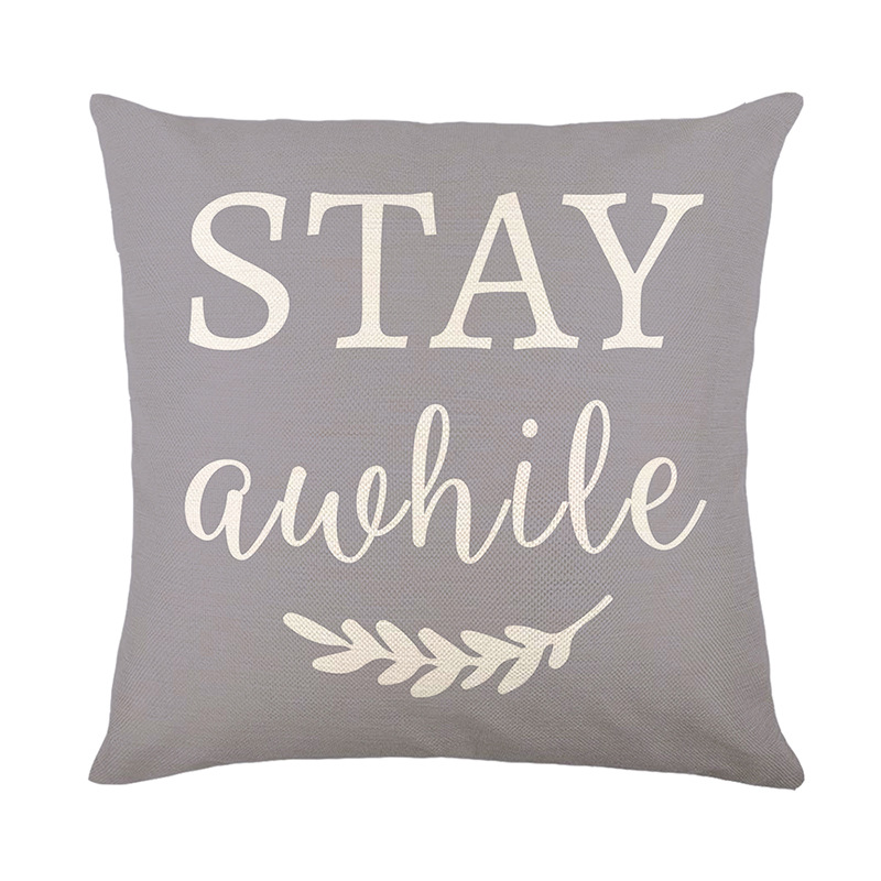 Amazon New Spring Floral Throw Pillow Cover Linen Printed Letter Sofa Cushion Cover Cross-border Home Throw Pillow Cover