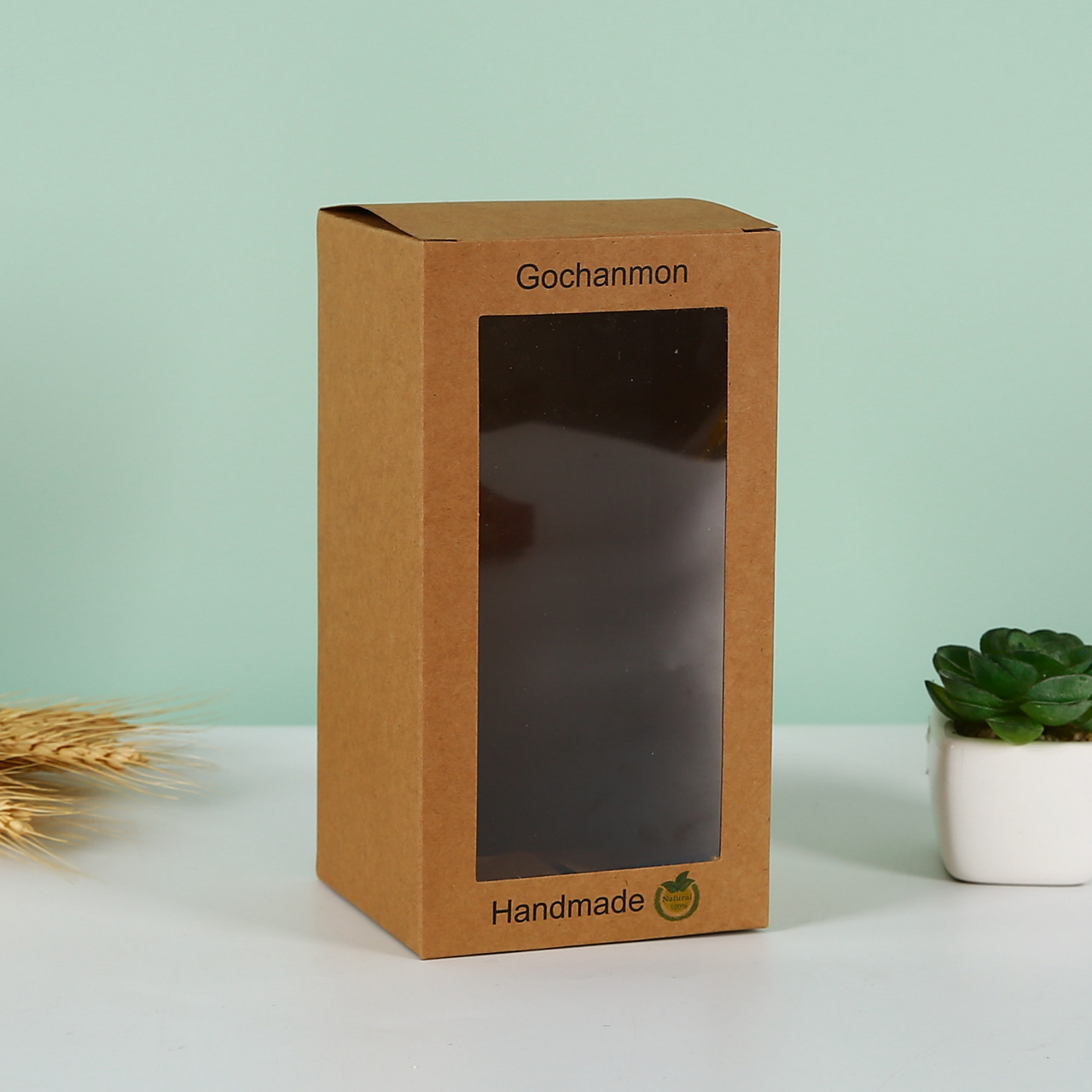Kraft Paper Box Printing Cosmetics Tea Window Packaging Paper Box Square Simple Folding Paper Box Customized