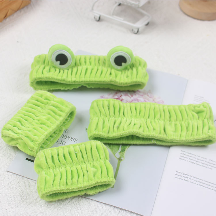 Frog women's face wash fabric hair band Animal headband hair band cartoon cute fairy elastic wide edge hair band