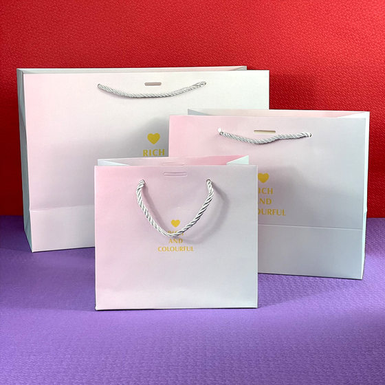 Gradient smoke pink ins style gift creative portable gift bag paper bag bag packaging bag high color value wholesale