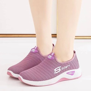 Foreign trade spot Women's Fly woven sports shoes Spring and Autumn new single shoes canvas shoes walking shoes Women's One-Step single shoes