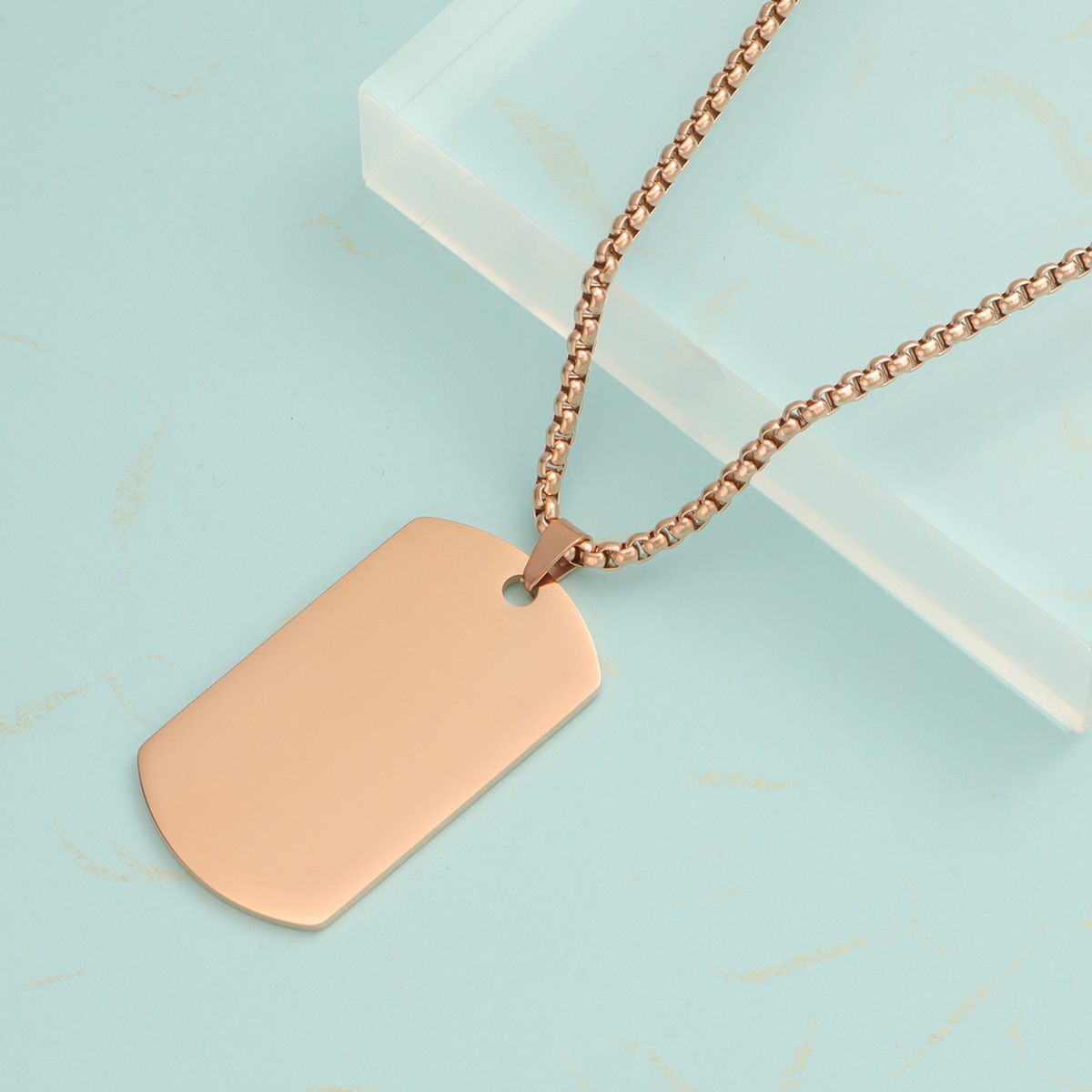 Cross-border European and American titanium steel trendy men's hip hop necklace military tag dog tag engraved ID card pendant accessories manufacturer