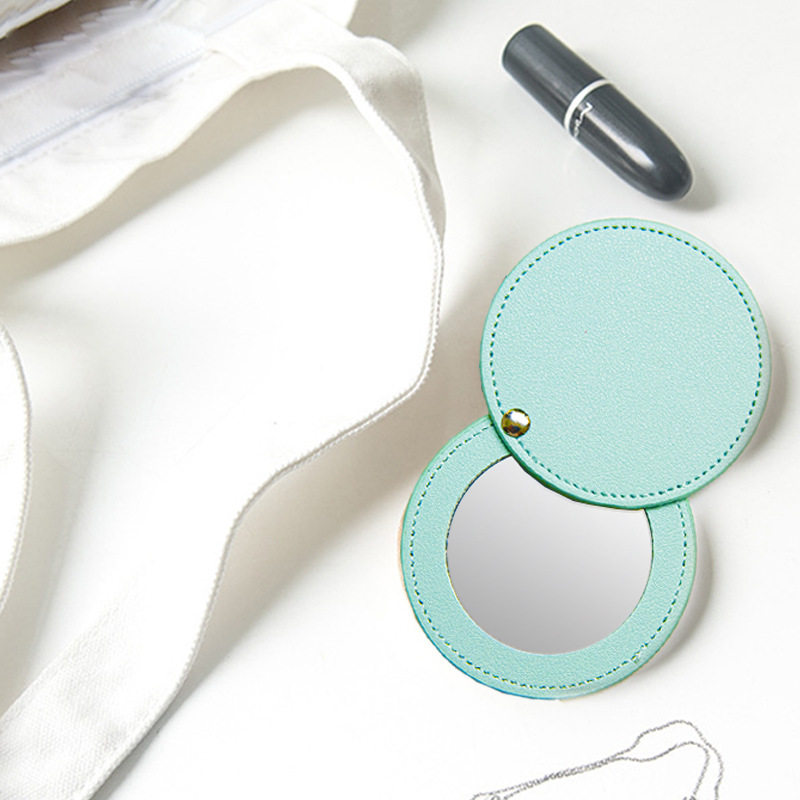 Fashion PU makeup mirror multi-color simple portable creative gift makeup mirror mini hand-held small mirror
