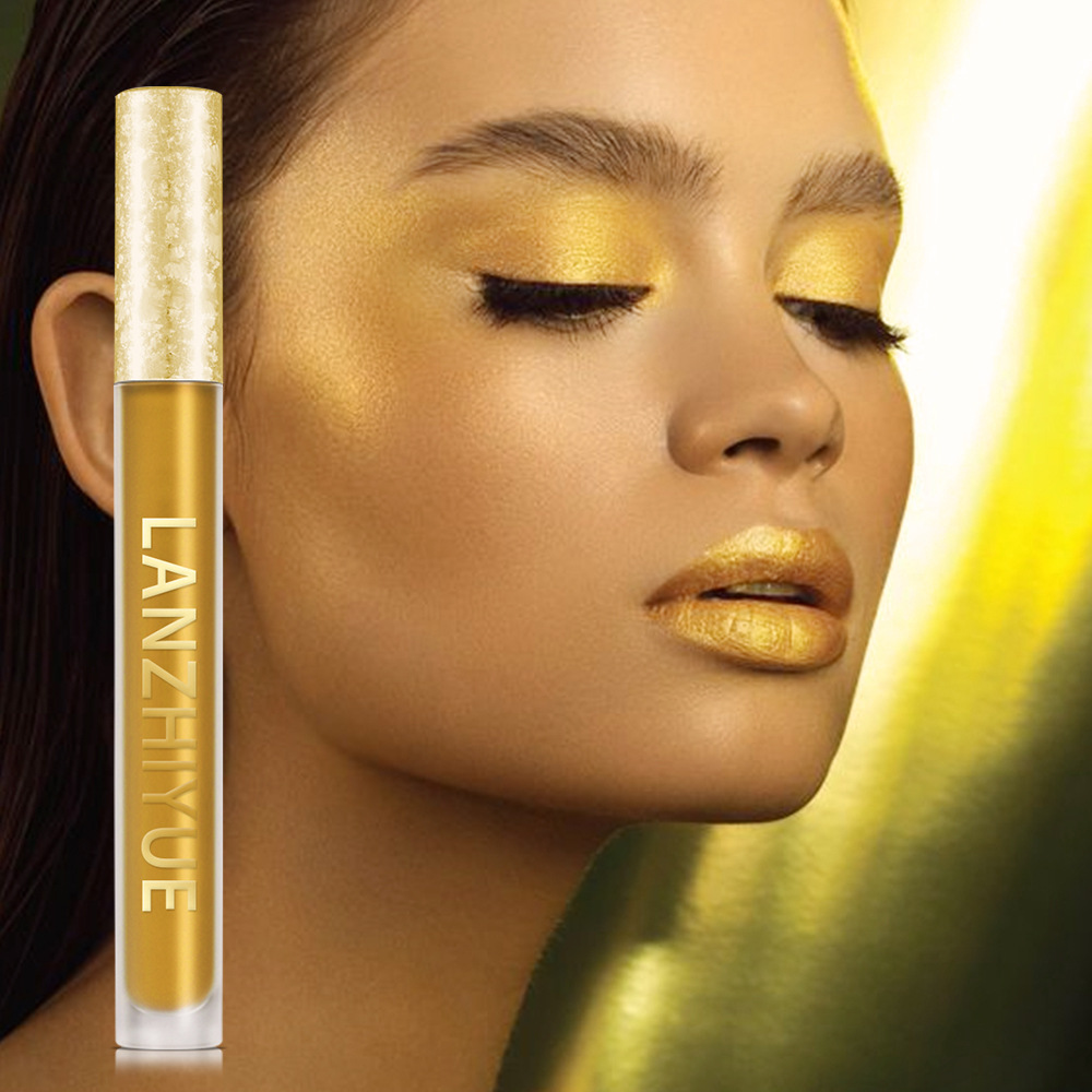 Cross-border hot LANZHIYUE gold liquid eye shadow liquid mermaid Ji European and American Pearl fine shining eye shadow Liquid Lip Glaze