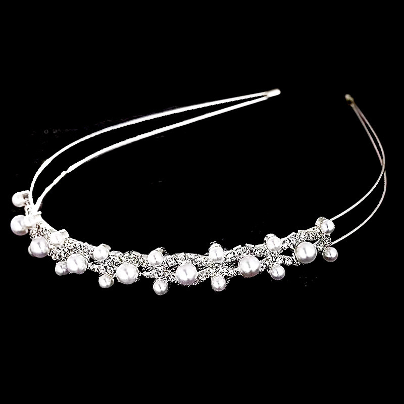 韓国式の花嫁の結婚式の水晶の花の細い髪のカチューシャの花はダイヤモンドを入れて真珠の髪のカチューシャのアクセサリーの頭の飾りの越境を飾ります。|undefined