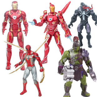 Anti-Hulk Iron Man Spider-Man Hulk Mark50 Lighting Joint Movable Ornament Doll Hand-Made Model