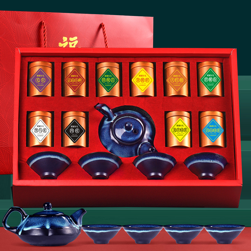 Tiktok Kuaishou live streaming black tea green tea Oolong tea Top Ten tea combination tea with tea set gift box