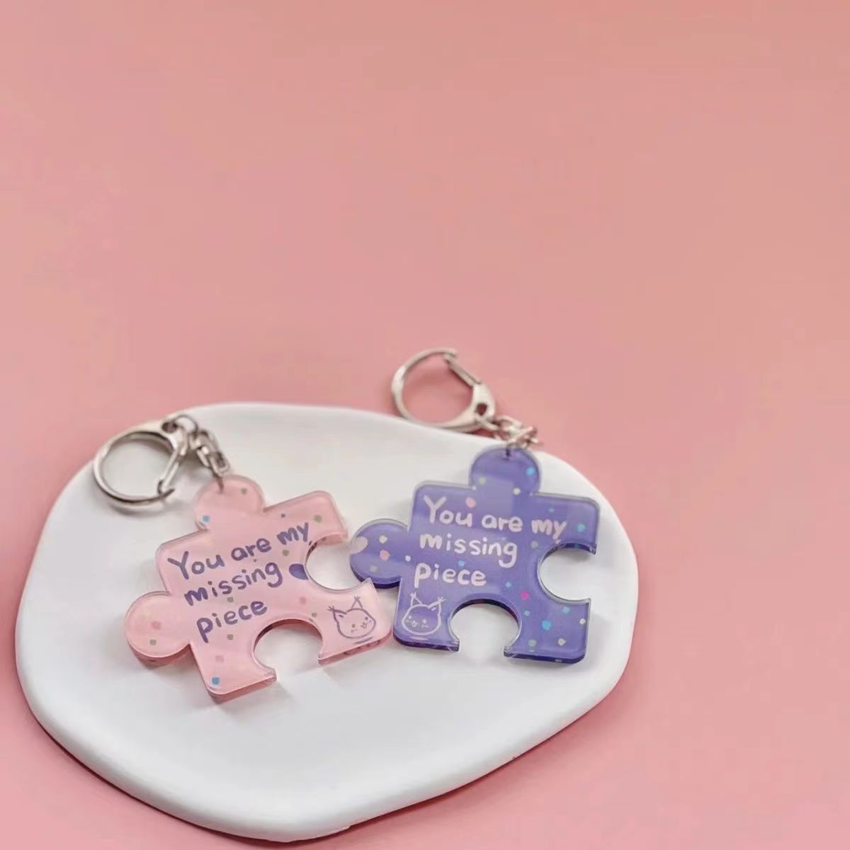 CY Acrylic Puzzle Text Keychain Transparent Creative School Bag Small Pendant ins Couple's Internet Celebrity Pendant