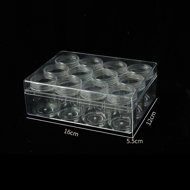 20g sub-bottle large high transparent 12-grid set small items drug creative diamond box spiral jewelry storage box