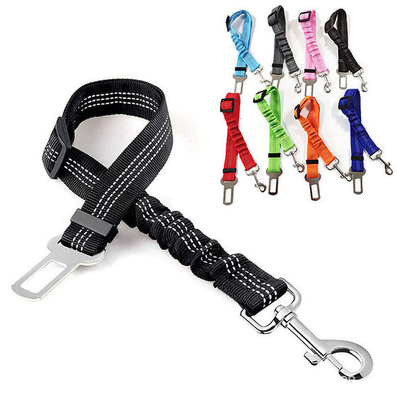 Dog car seat belt car reflective webbing safety rope elastic retractable rope new pet car cat rope
