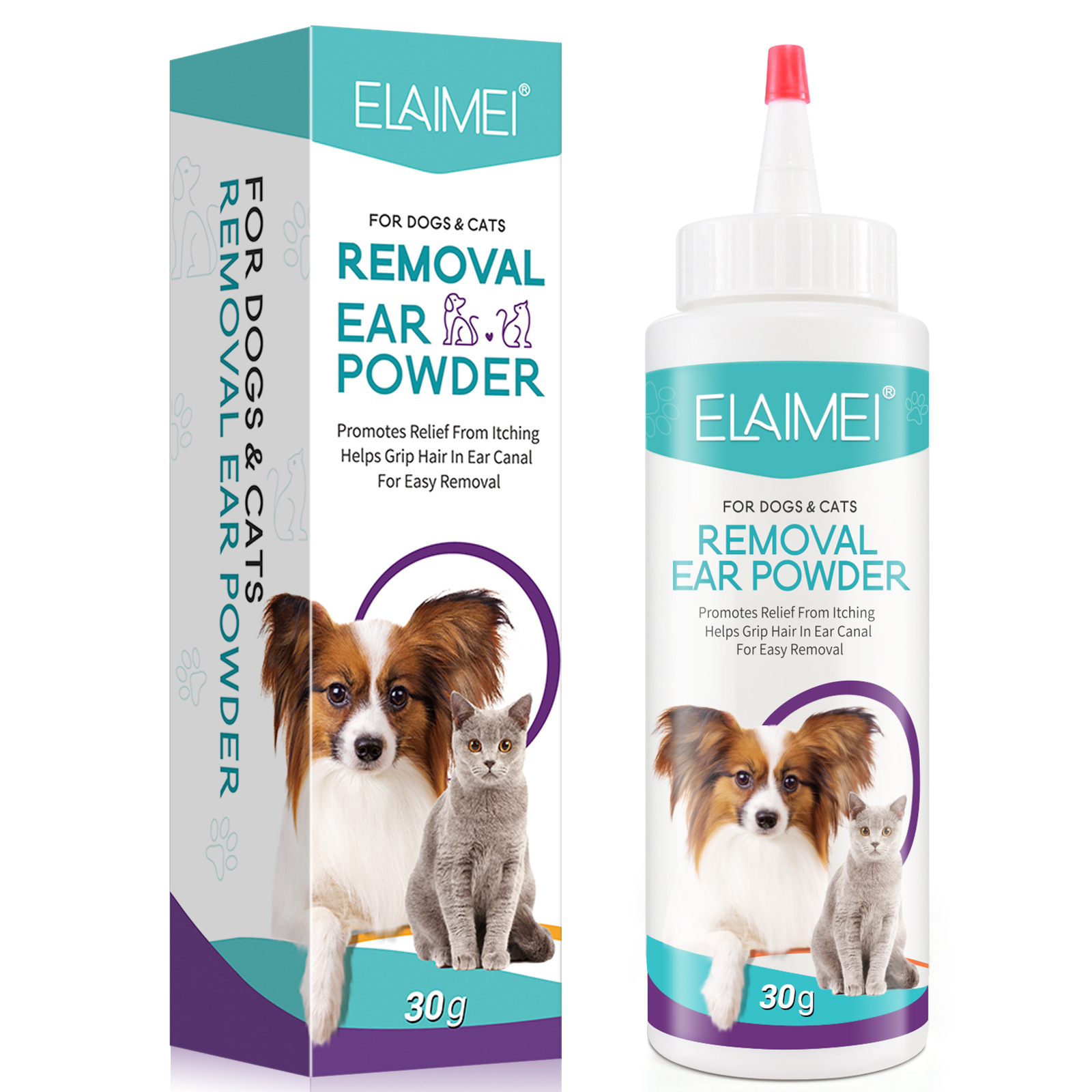ELAIMEI painless ear pulling powder Dog Pet ear cleaning artifact ear washing powder ear hair removal 30g