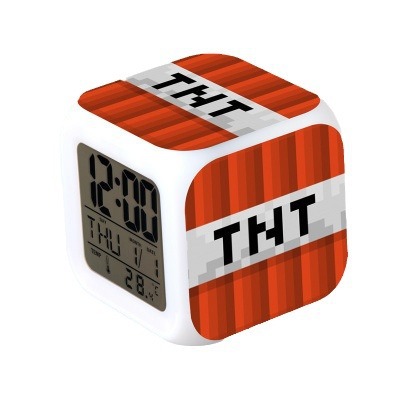 Foreign trade supply my world alarm clock Minecraft colorful color change square alarm clock LED night light gift