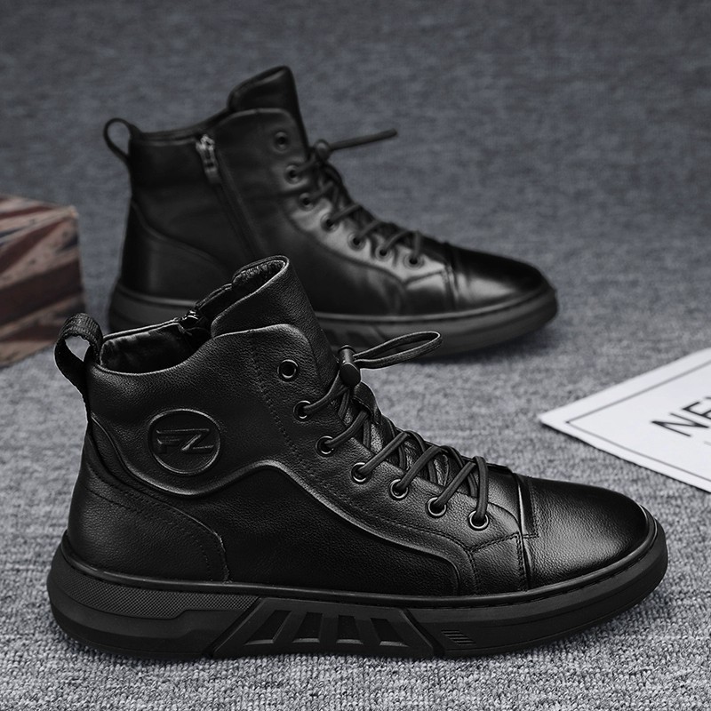 High-top men's shoes 2023 new summer sports casual sneakers breathable Korean style thick bottom increased mid-top white fashion shoes