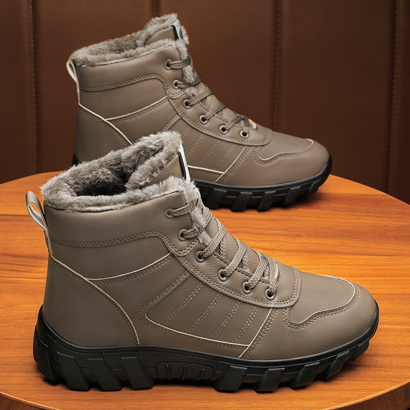 Men's shoes spring 2024 new high-top workwear Martin boots all-match warm cold-proof cotton-padded shoes fleece-lined thick snow boots
