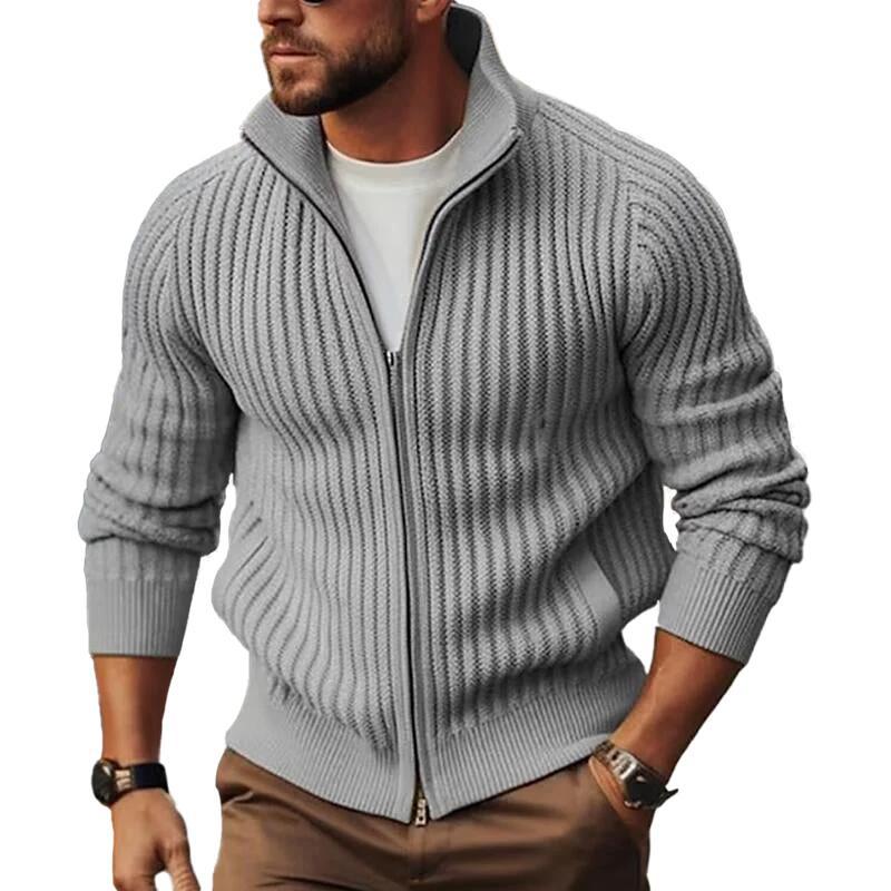 2023 Spring and Autumn New cardigan sweater men's Korean-style fashionable zipper outerwear sweater coat men's fleece-lined thickened winter