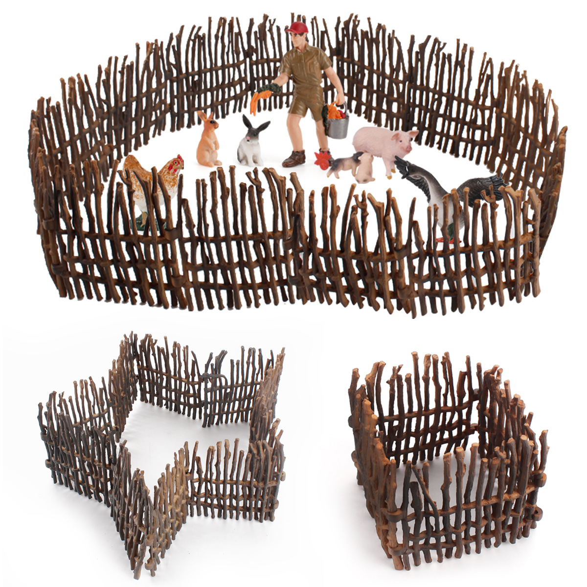 Cross-border simulation farm fence pasture fence combination children zoo sand table decoration accessories toys