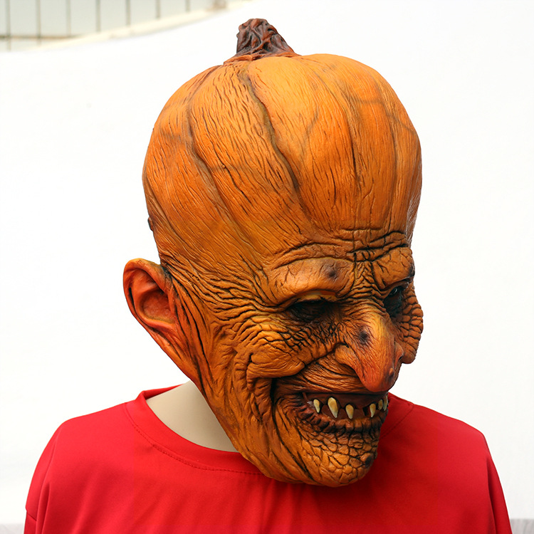 Halloween horror mask Easter haunted house dress up latex pumpkin mask funny party trick props