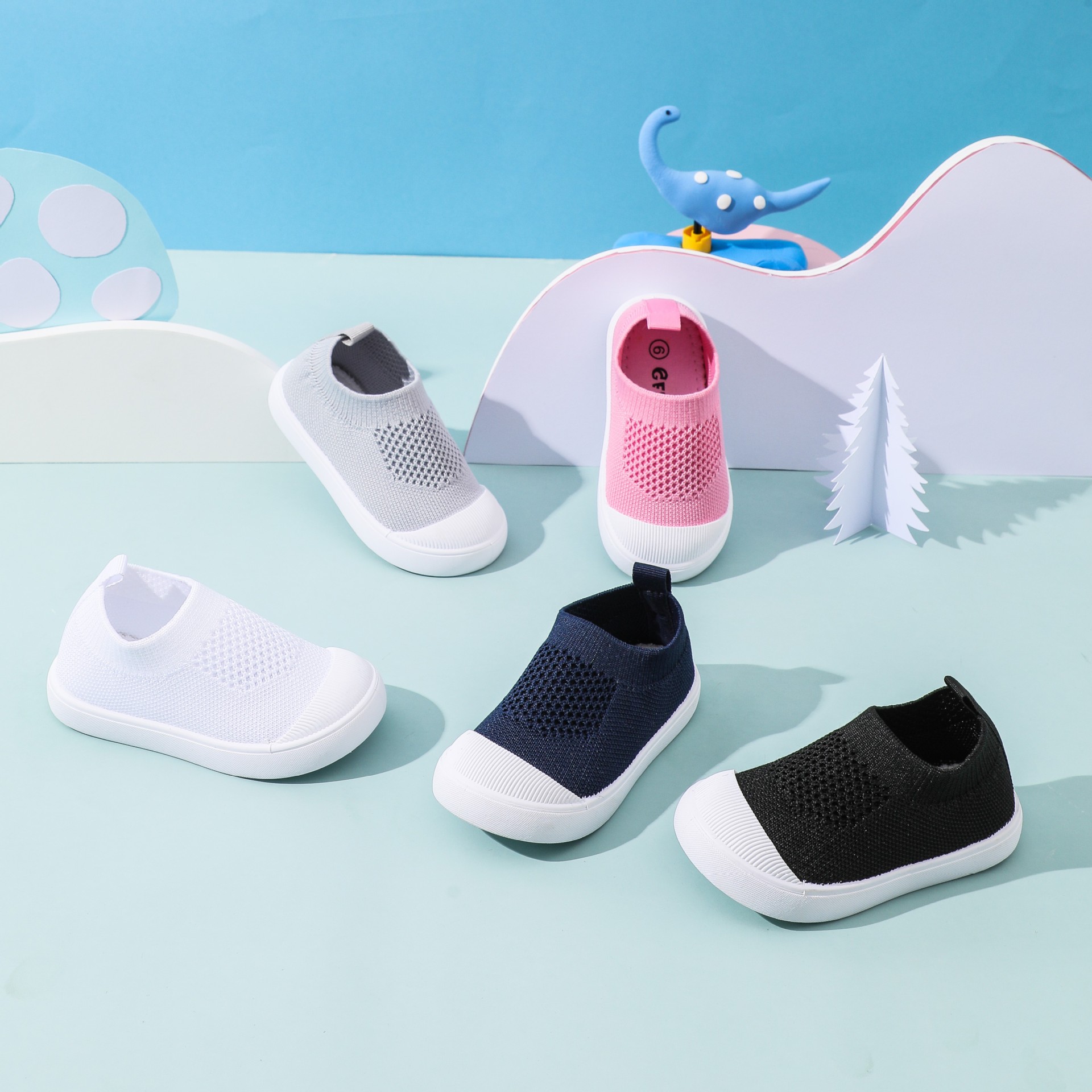 Baby toddler shoes fly woven breathable non-slip socks shoes soft soled indoor shoes for boys and girls children kindergarten cross-border generation