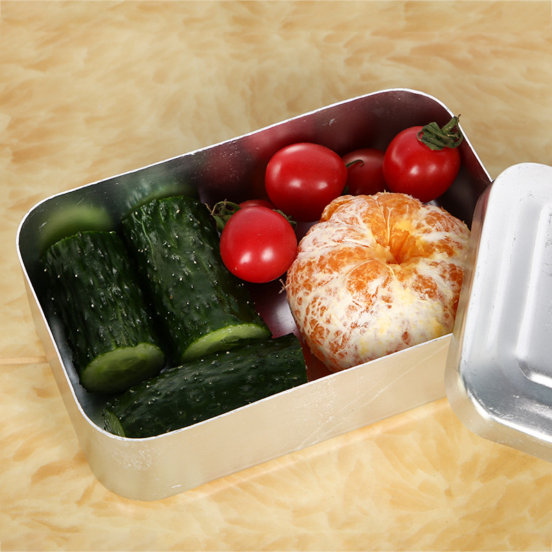 Aluminum Lunch Box Old-fashioned Lunch Box Thickened Aluminum Rectangular Lunch Box Outdoor Aluminum Lunch Box Nostalgia Experiment Disinfection Box