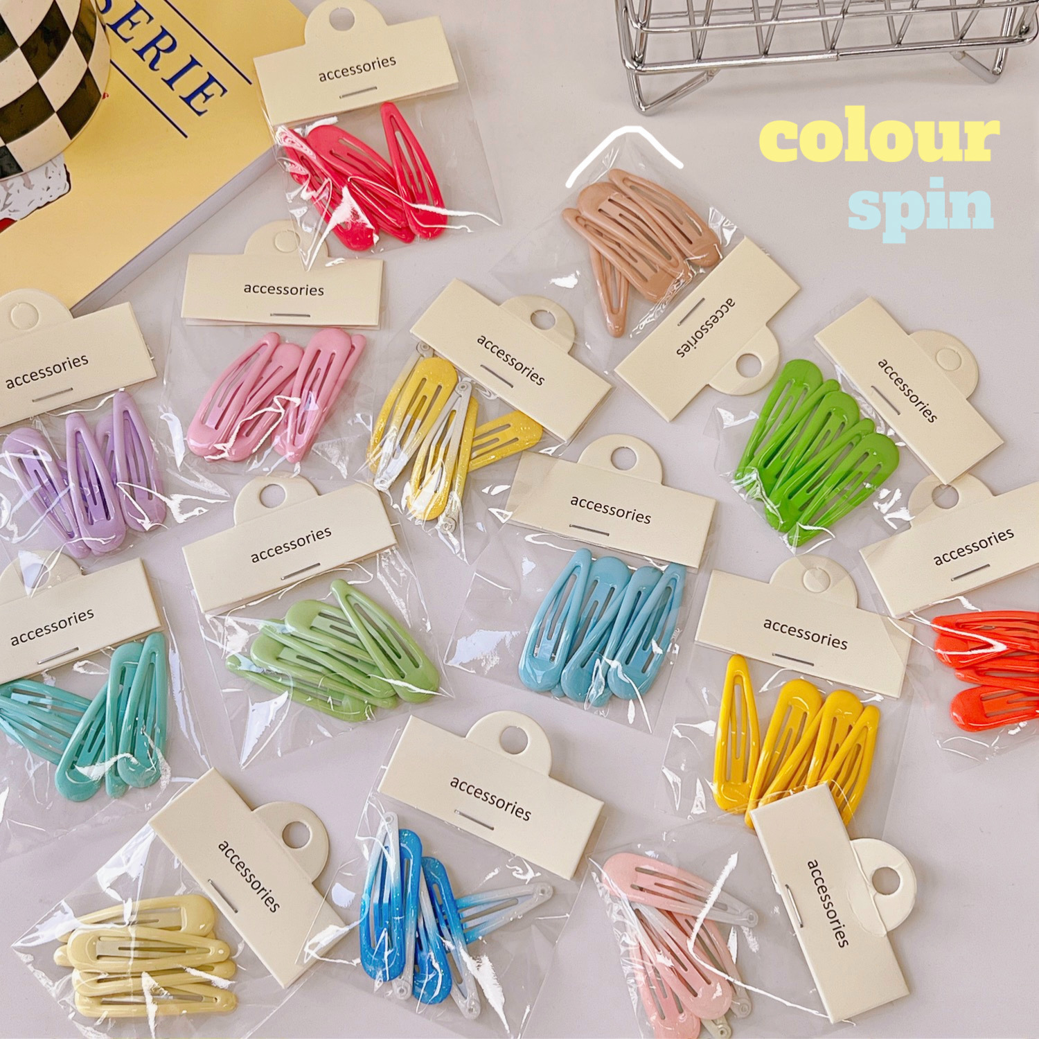 5 Pack Ins Style Hair Accessories Sweet Cute Headwear Candy Color Hair Clip Women's Side Clip bb Clip Simple Personalized Hair Clip