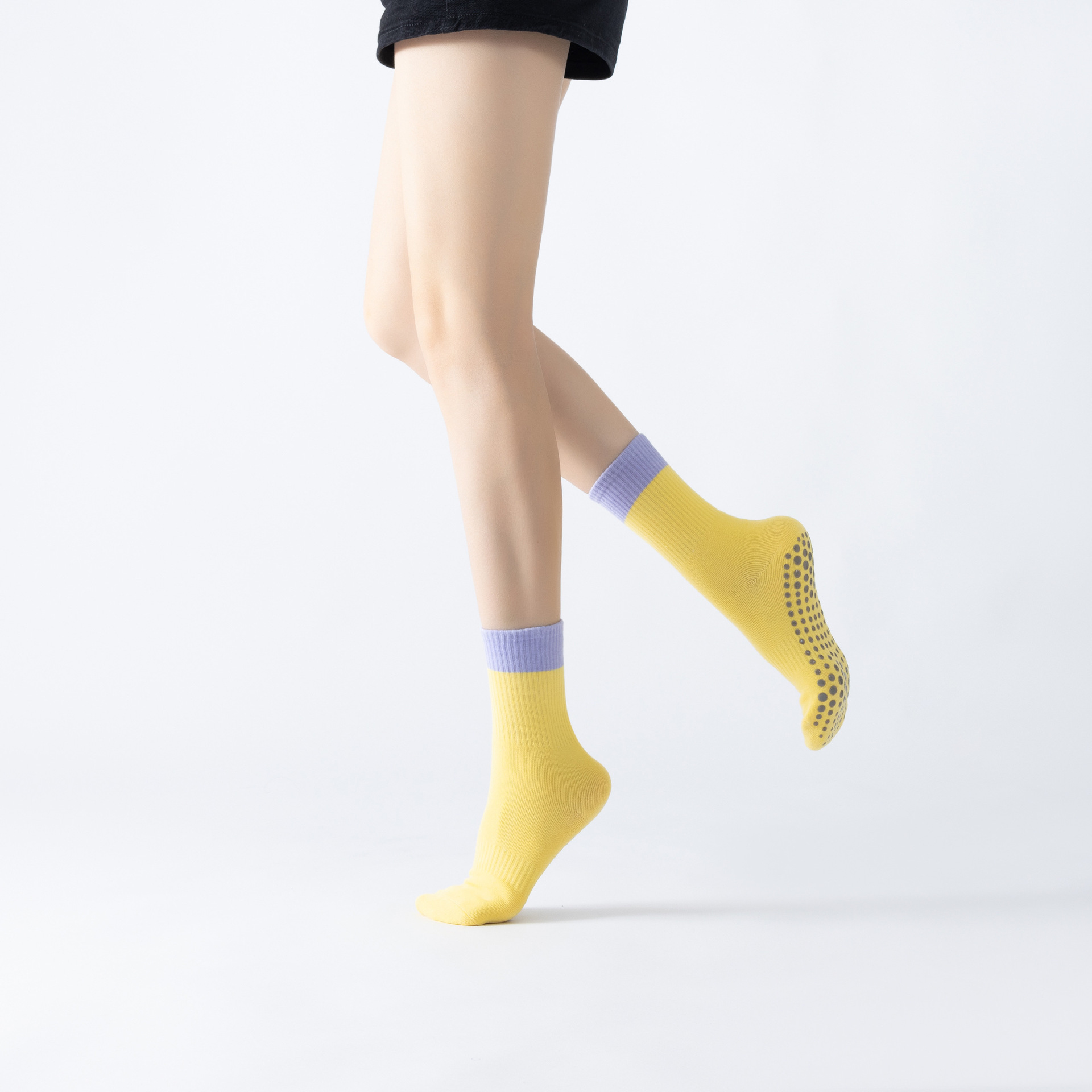 Spring and Summer New Two-color Stitching Yoga Socks Light Color Fitness Non-slip Pilates Socks Breathable Perspiration All-match for Four Seasons