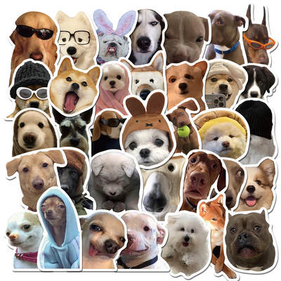 50 popular realistic dog stickers funny dog facial expression bag stickers do not repeat sand carving puppy decorative small stickers