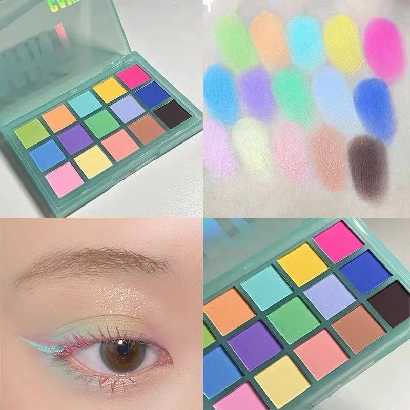 Capel 15 Color Macaron Eye Shadow Plate Color Full Matte Summer Fresh Neon Makeup European and American Smoked Makeup