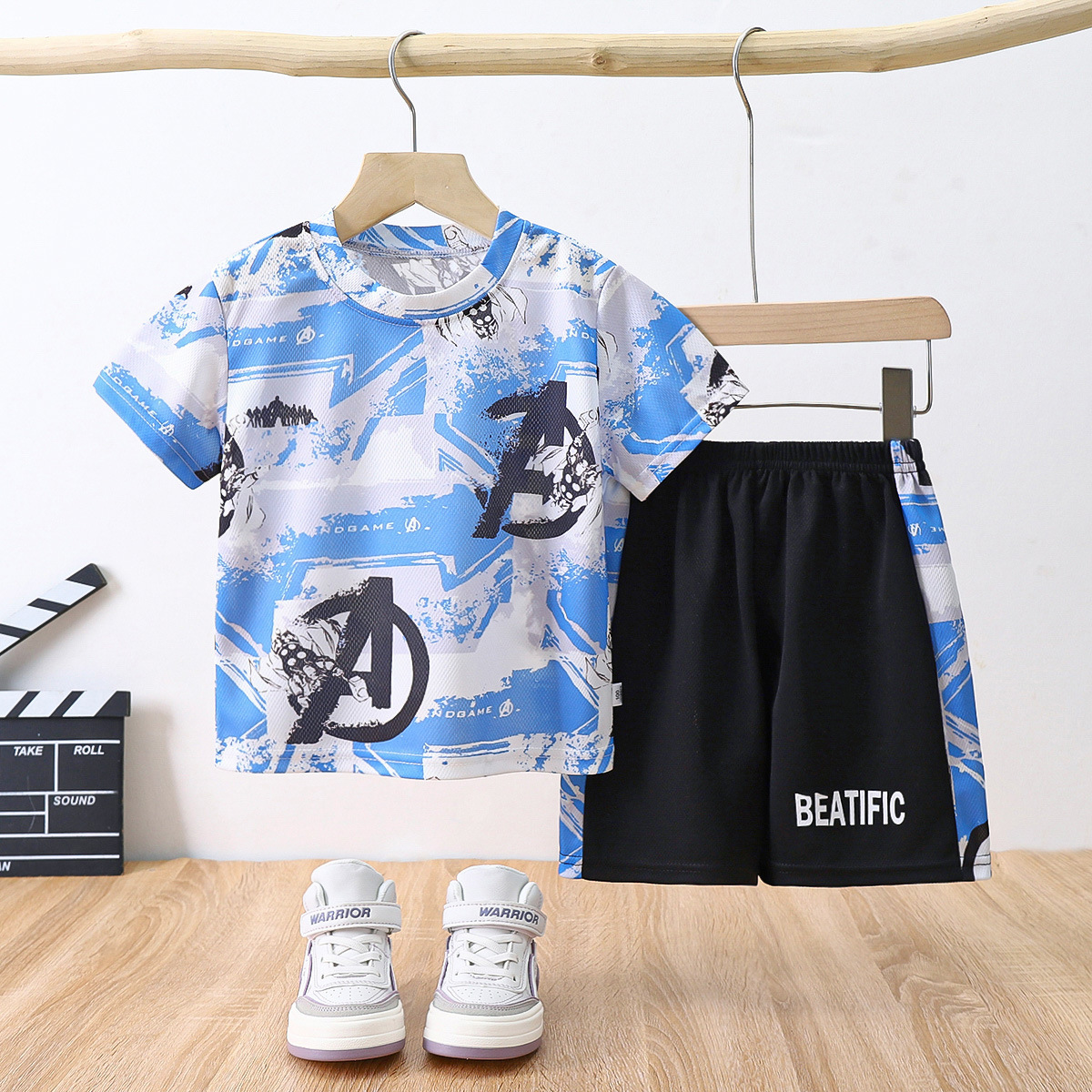 Children's short sleeve suit summer new large children's camouflage short sleeve shorts boys sports quick-drying clothes children's clothing wholesale