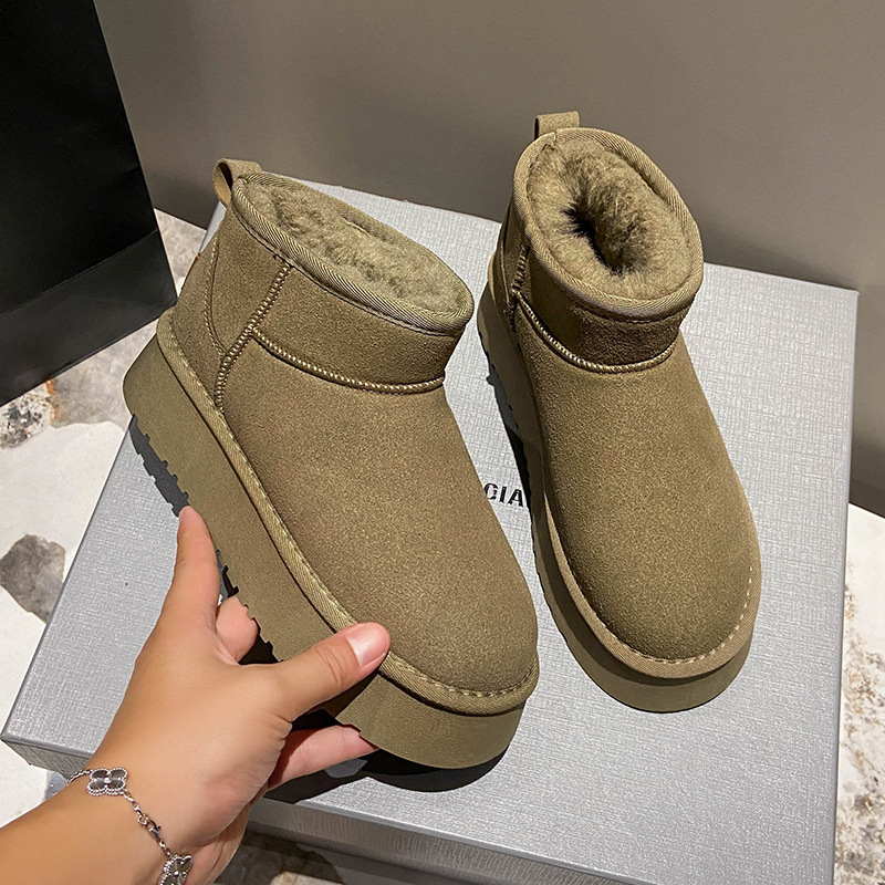 Snow Boots women's platform thick-soled outer wear 2023 Winter new fur integrated waterproof non-slip warm cotton shoes_voghion.com