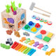 Children's Wooden Shape Pattern Educational Matching Building Blocks Eight-in-One Multifunctional Intelligence Box Assembled Combination Toys