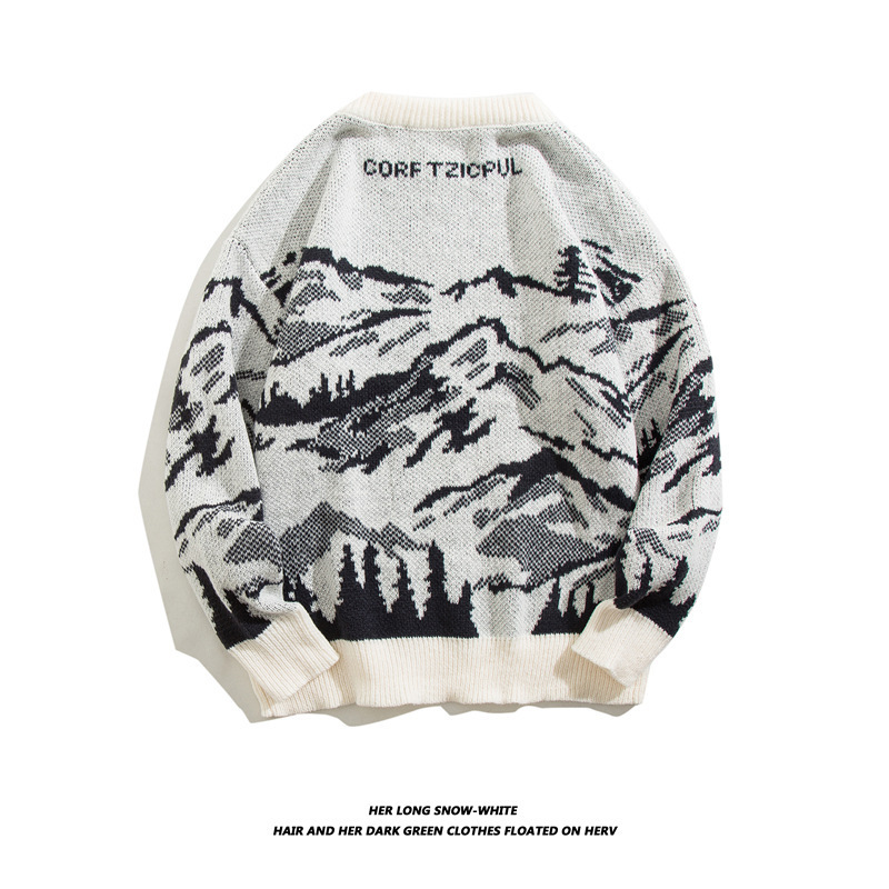 Sweater men's spring and autumn Japanese retro creative sweater Harajuku style ins loose Ruan handsome pullover sweater coat