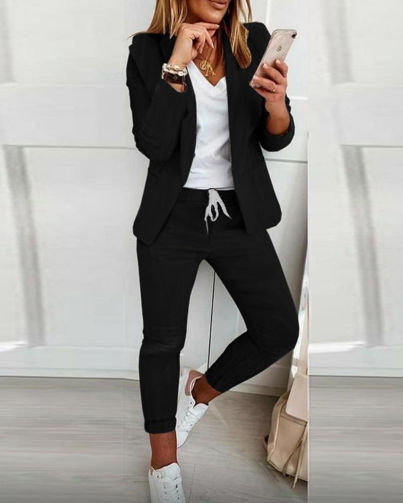 2024 New European and American Amazon Independent Station New Casual Solid Color Commuter Fashion Suit Suit Women's Suit