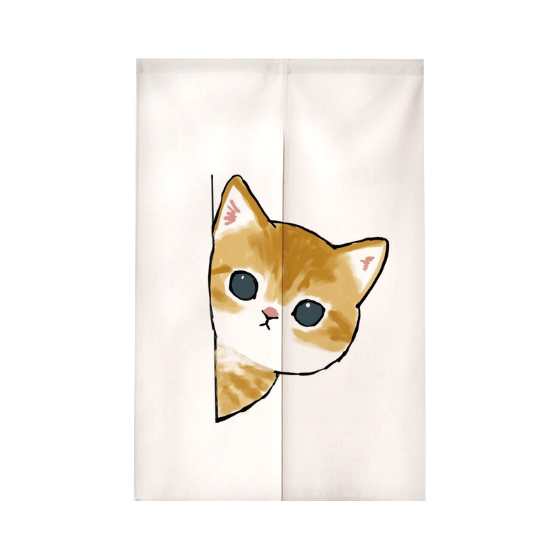 Cartoon Cat Illustration Door Curtain Household Simple Kitchen Bathroom Partition Curtain Bedroom Door Cloth Mask Hanging Cloth Half Curtain