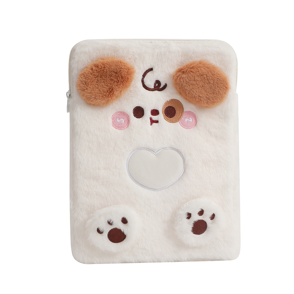Hisocute Cartoon Plush Tablet Bag Girl Cute Dog ipad Sleeping Bag 11-inch Tablet Storage Bag