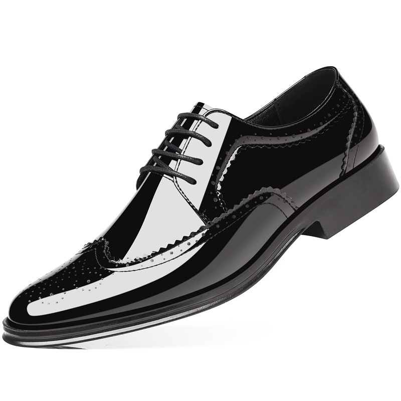 Spring and Autumn New Men's Shoes Business Dress Fashionable Pointed Leather Shoes Men's All-match Korean Style Large Size Wedding Shoes for Youth