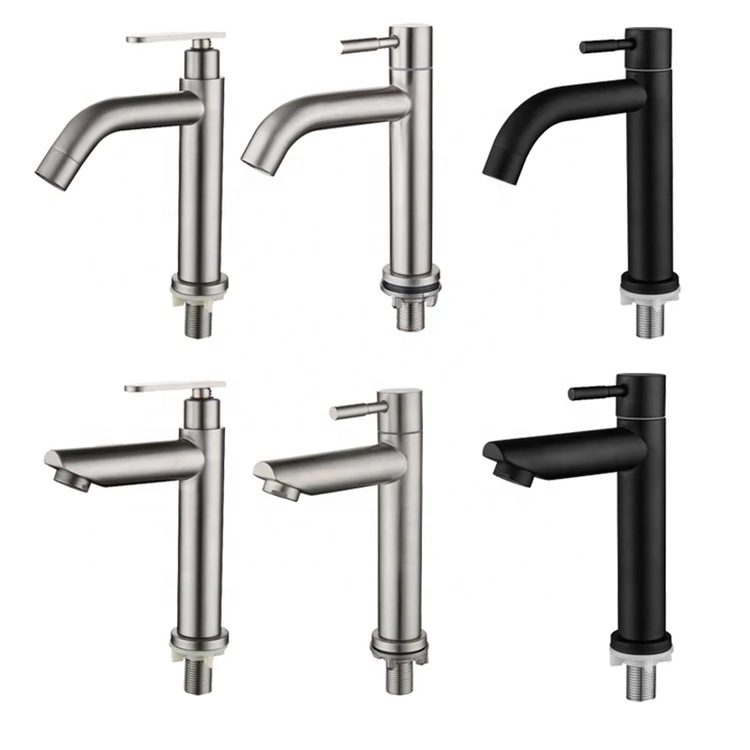 Single Cold Face Basin Tap 304 Stainless Steel Bathroom Faucet Modern Simple Style for Washing Hands And Faces Non-Drip Feature