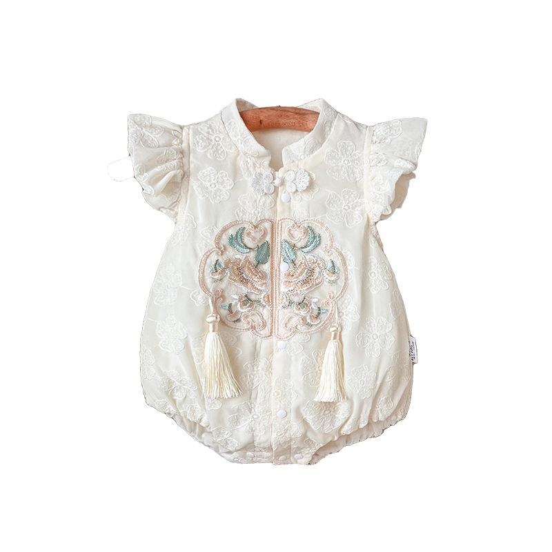 Chinese Style Bag Fart Clothes Summer Body Clothes Thin Baby Clothes for Newborns Thin Flying Sleeve Women's Treasure Princess Hare Clothes