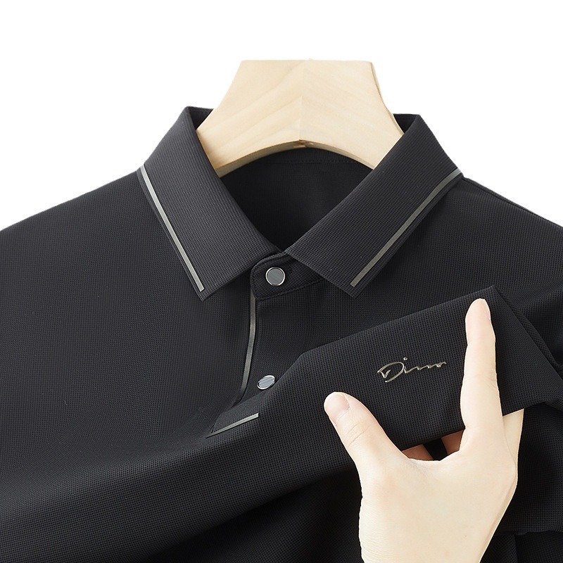 High-end Men's Polo Shirt Ice Silk Non-marking Short-sleeved T-shirt Business Casual Solid Color Half-sleeved Lar Polo Shirt Men's Clothing