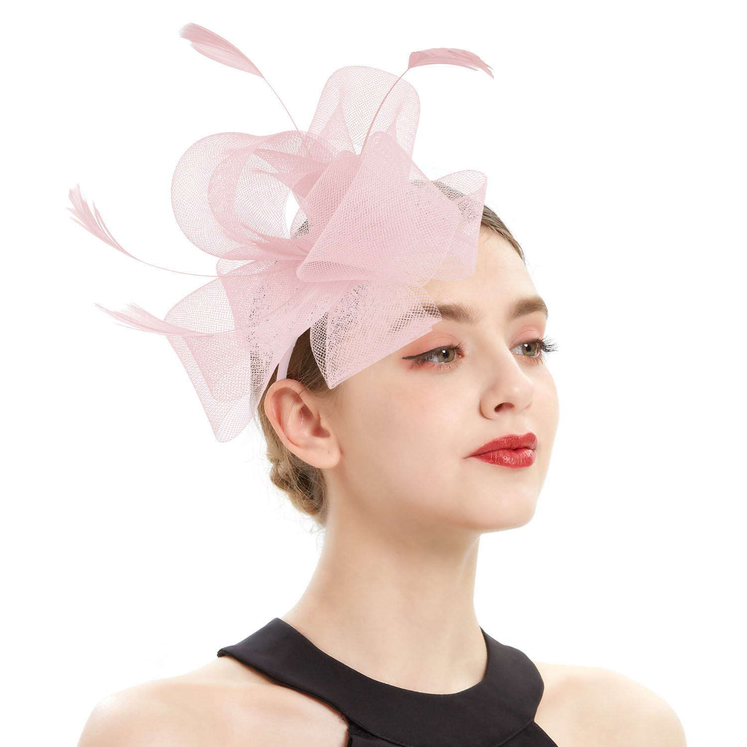 European and American elastic mesh headdress vintage headwear hat dinner feather mesh hat cocktail Tea Party headdress female hair accessories
